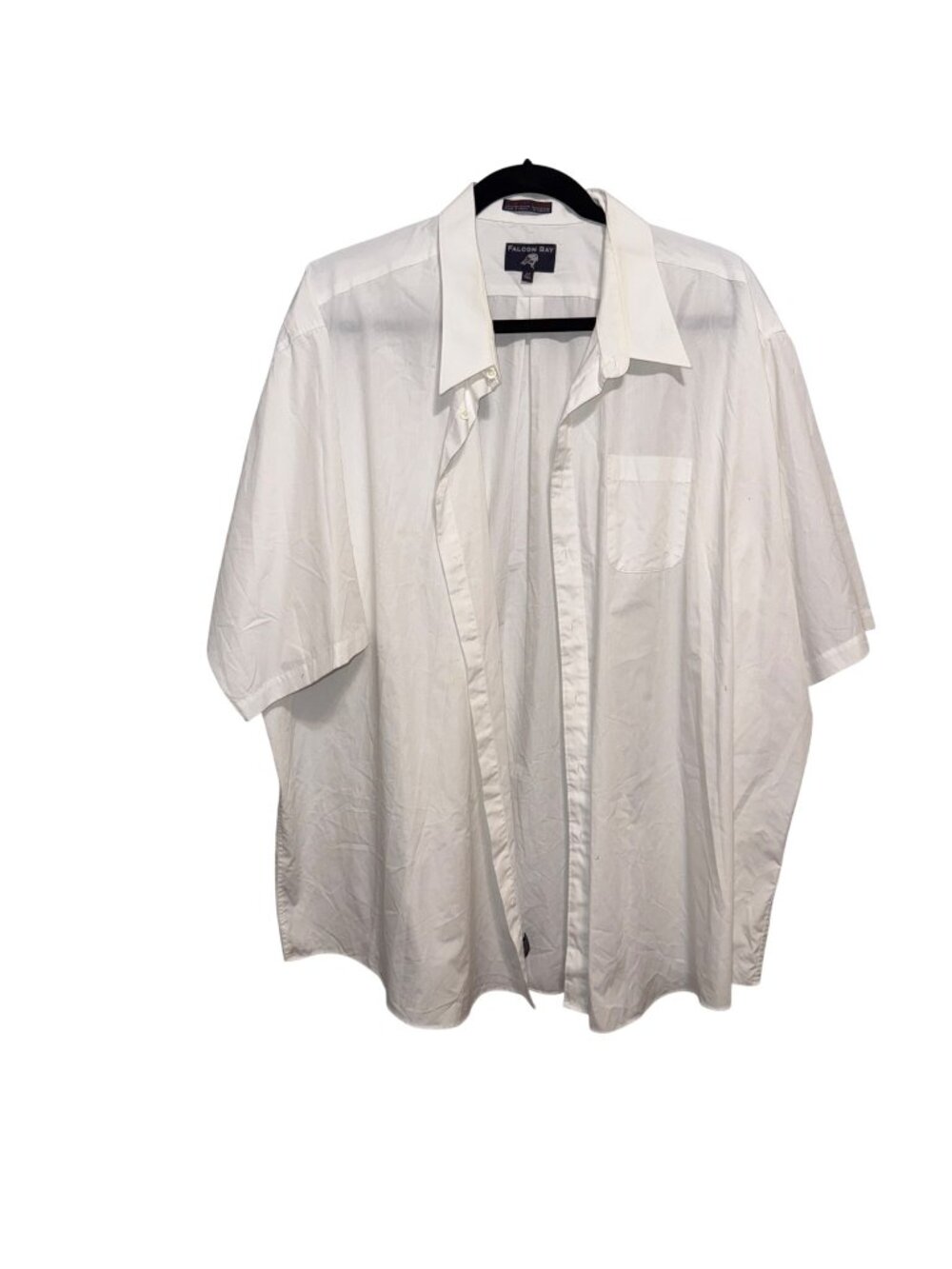 Falcon Bay Mens White Button-Up Shirt 22 Tall Comfort Collar Short Sleeve